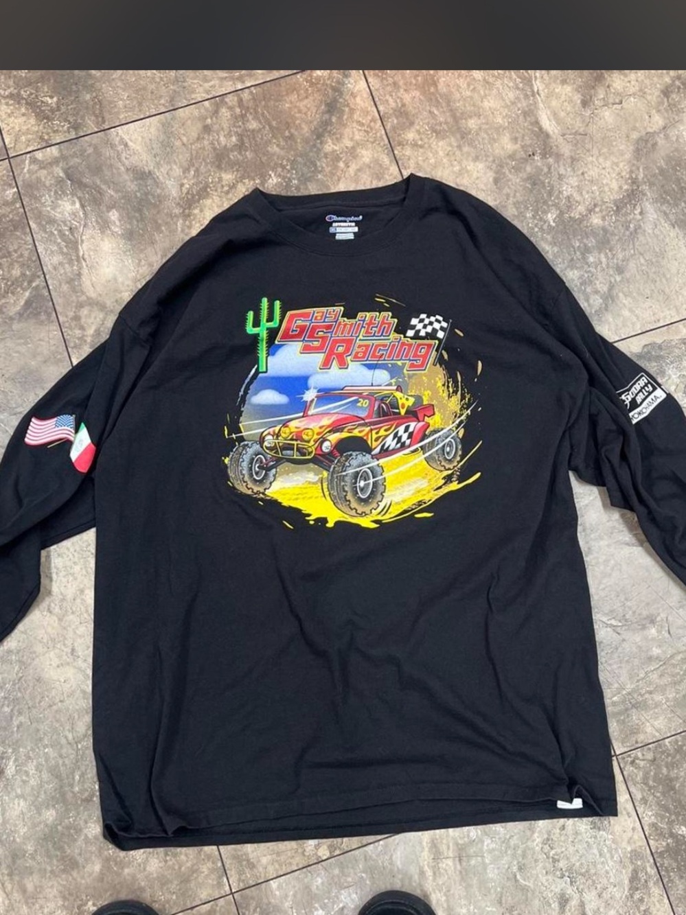 Champion Black Long-Sleeve 'G Smith Racing' Off-Road Graphic Tee
